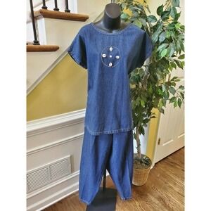 VTG Molato PANT SUIT Denim Blue SZ M - No stretch.
